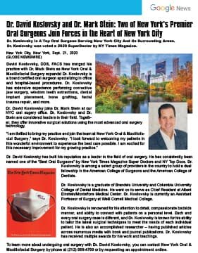 Dr. David Koslovsky and Dr. Mark Stein: Two of New York’s Premier Oral Surgeons Join Forces in the Heart of New York City